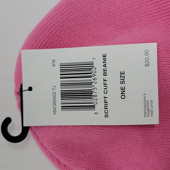 NWT Hurley Pink Knit Embroidered Beanie Hat - One Size - Picture 4 of 7